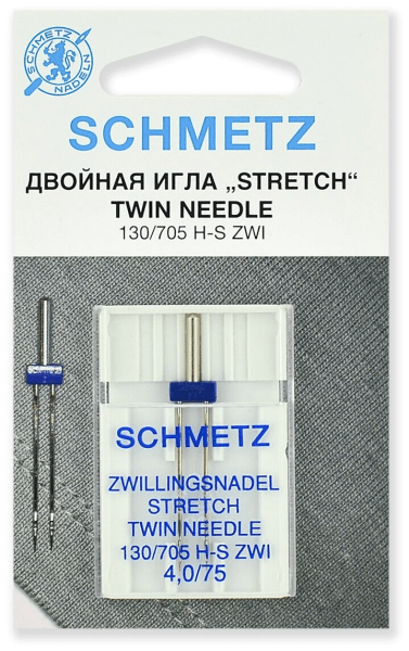 Иглы Schmetz стрейч двойные 130/705 H-S ZWI 4,0/75, 1 шт в Нерюнгри